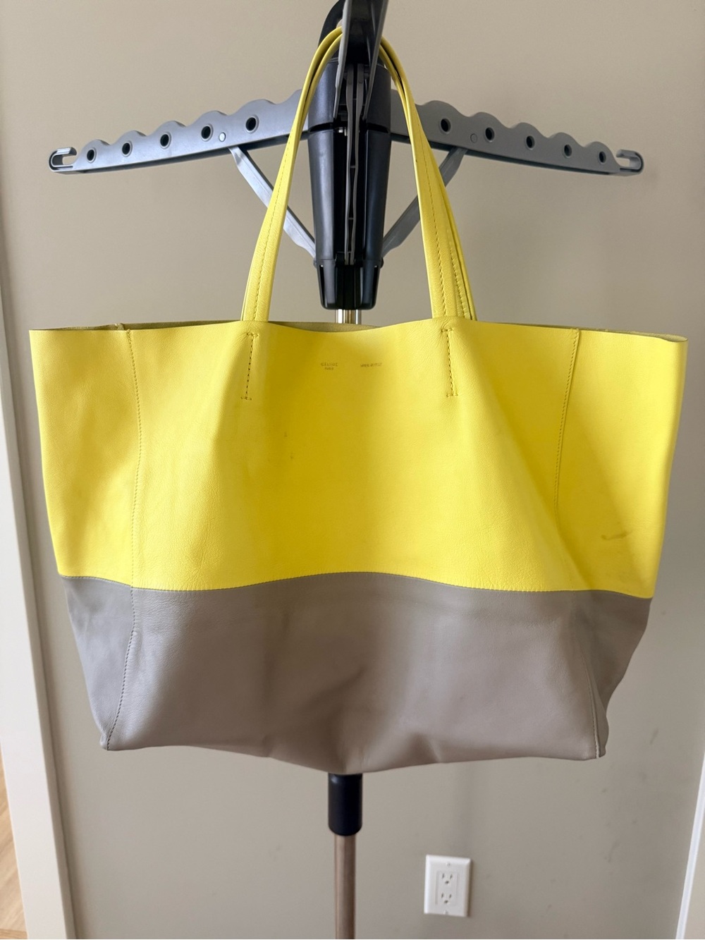 Celine Yellow and Taupe Two-Tone Soft Leather Tote